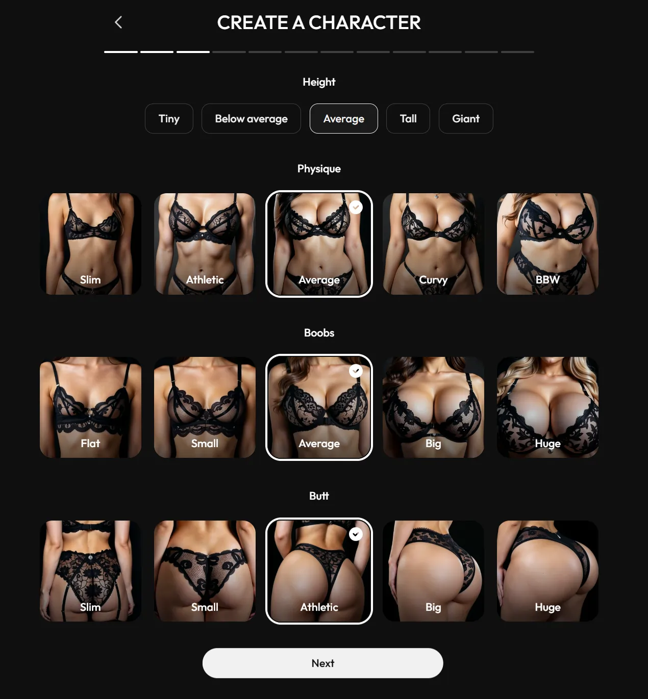 Joi AI Character Body Type Customization