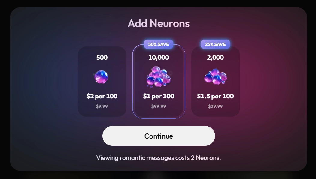 Joi AI Neurons Pricing