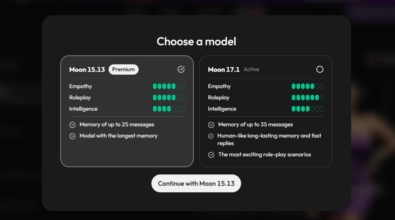 Joi AI conversation models